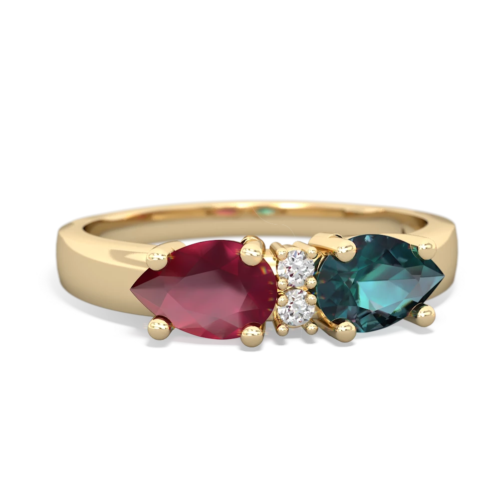 Alexandrite Pear Bowtie 14K Yellow Gold ring R0865