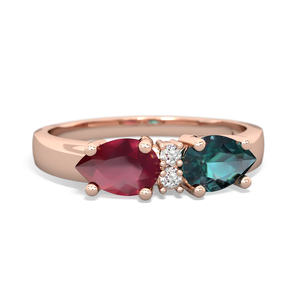 Alexandrite Pear Bowtie 14K Rose Gold ring R0865