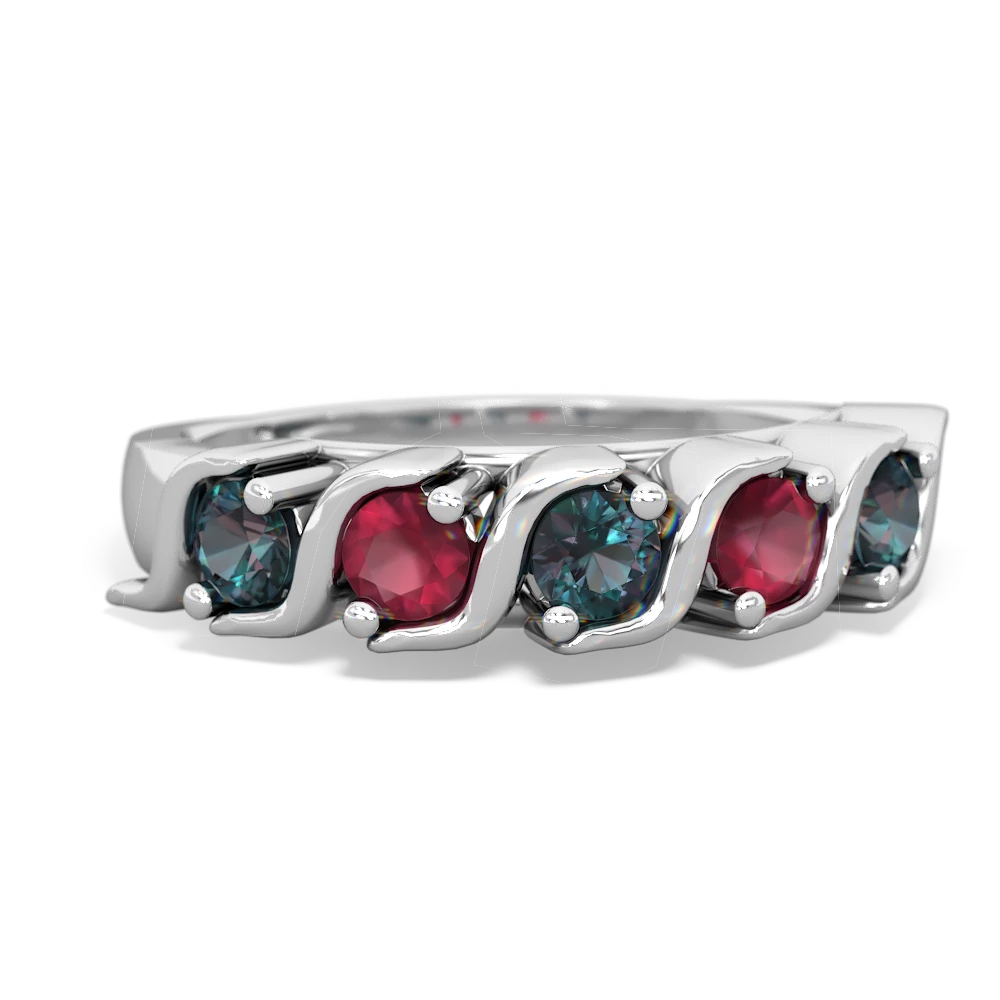 Alexandrite Anniversary Band 14K White Gold ring R2089