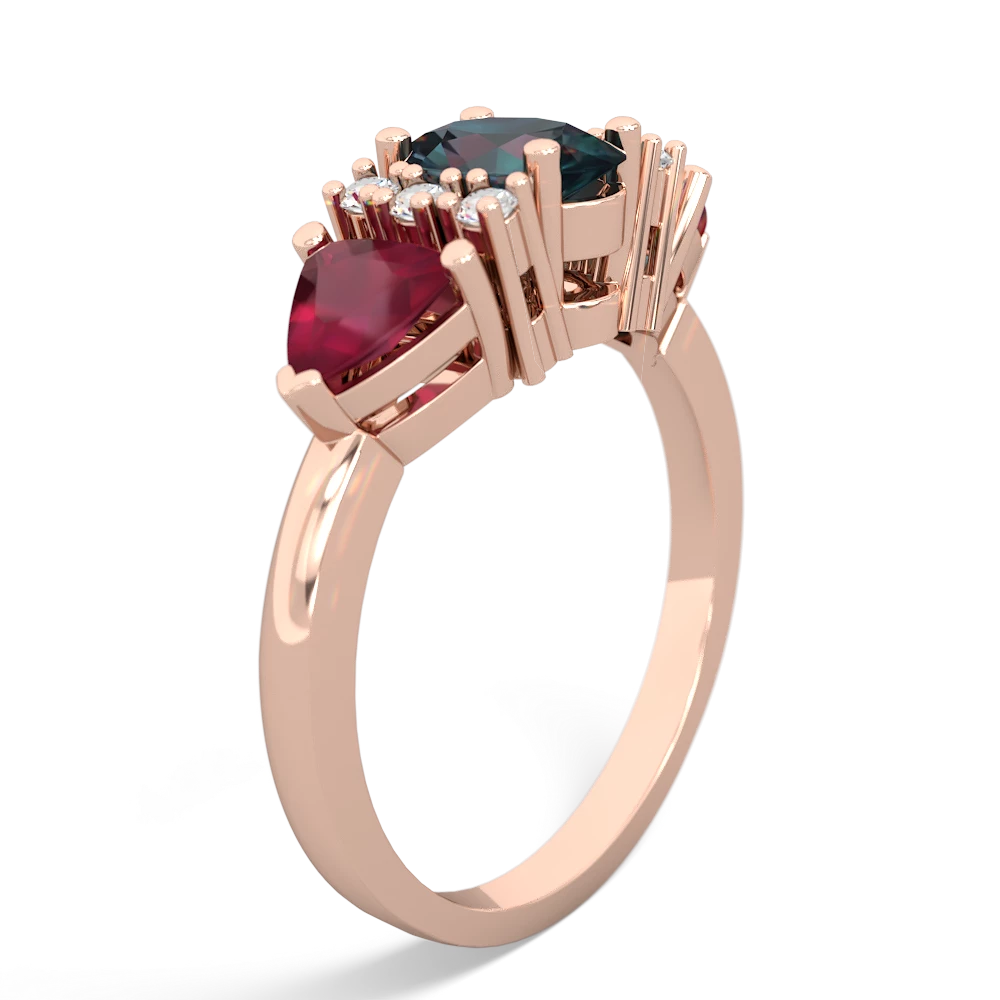 Alexandrite Antique Style Three Stone 14K Rose Gold ring R2186