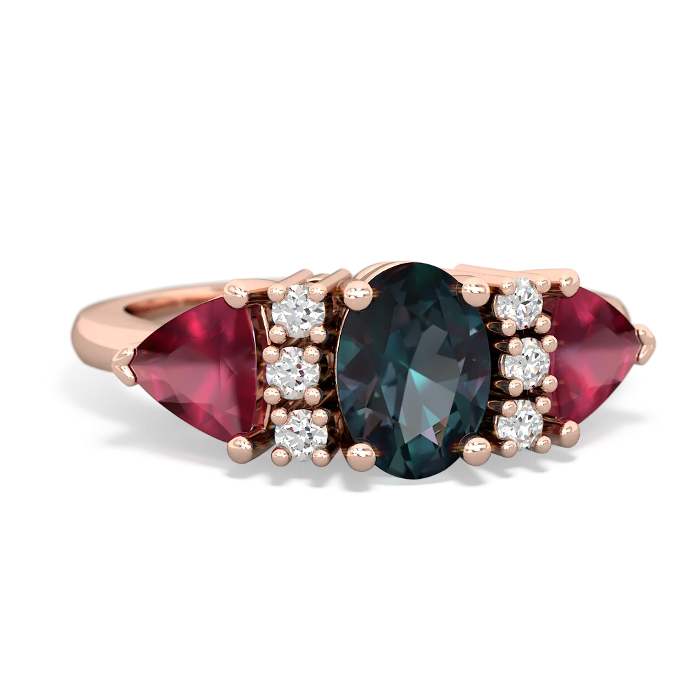 Alexandrite Antique Style Three Stone 14K Rose Gold ring R2186