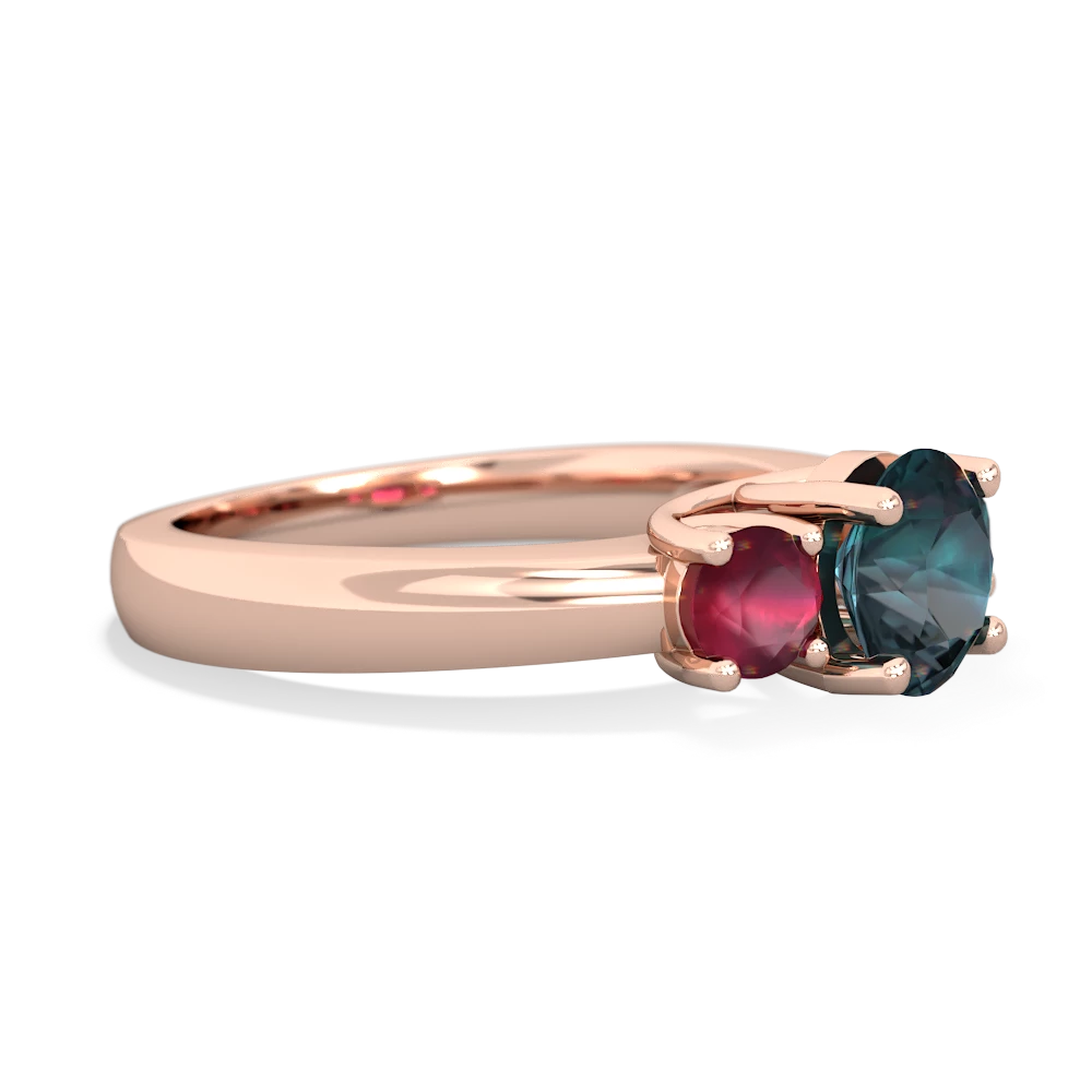 Alexandrite Three Stone Round Trellis 14K Rose Gold ring R4018