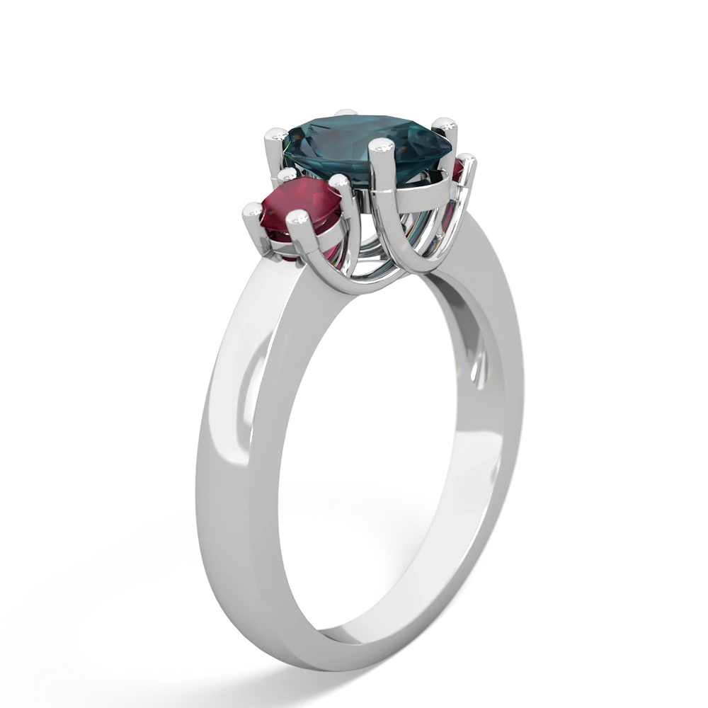 Alexandrite Three Stone Oval Trellis 14K White Gold ring R4024