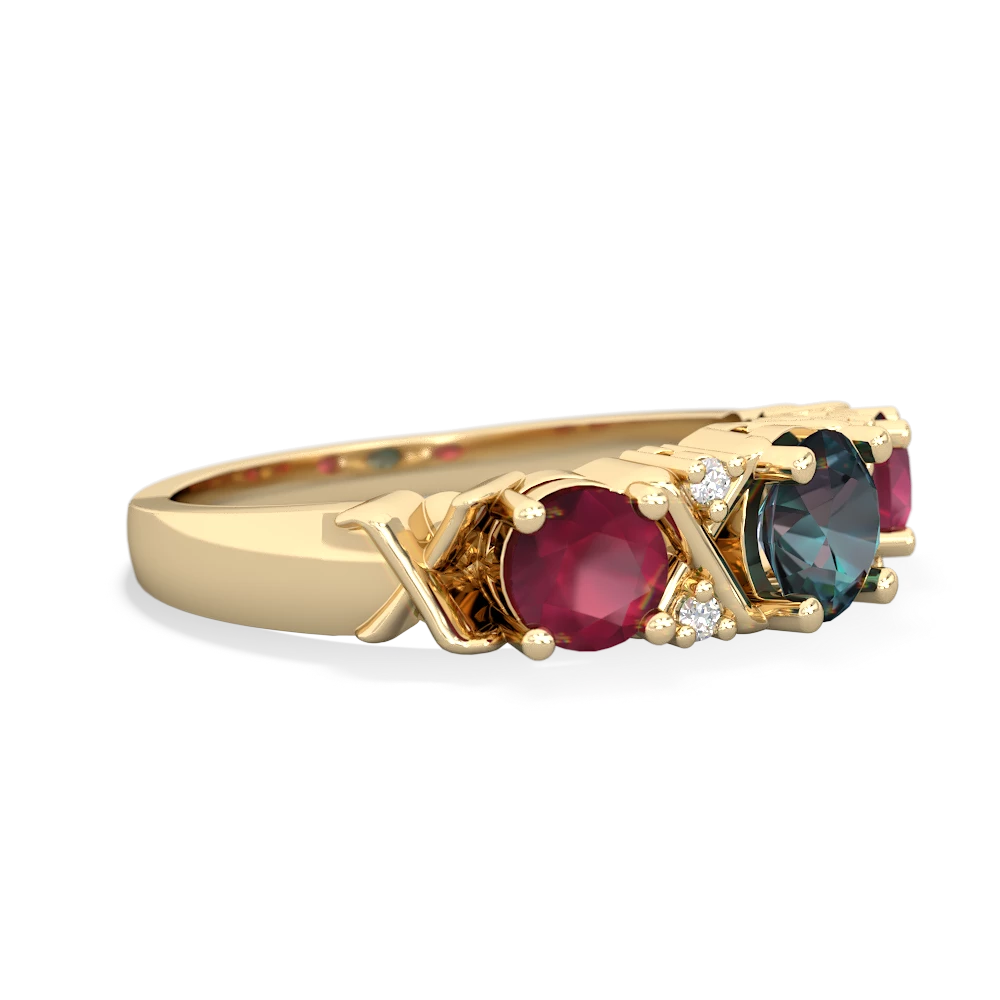 Alexandrite Hugs And Kisses 14K Yellow Gold ring R5016