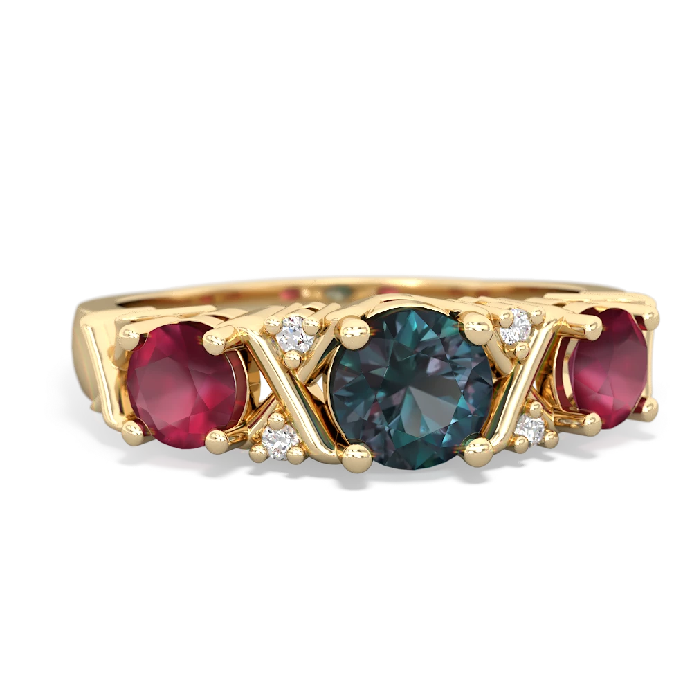 Alexandrite Hugs And Kisses 14K Yellow Gold ring R5016