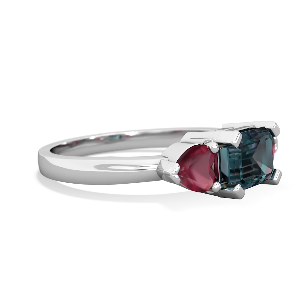 Alexandrite Three Stone 14K White Gold ring R5235