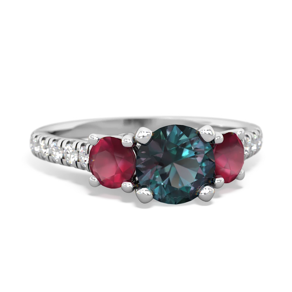 Alexandrite Pave Trellis 14K White Gold ring R5500