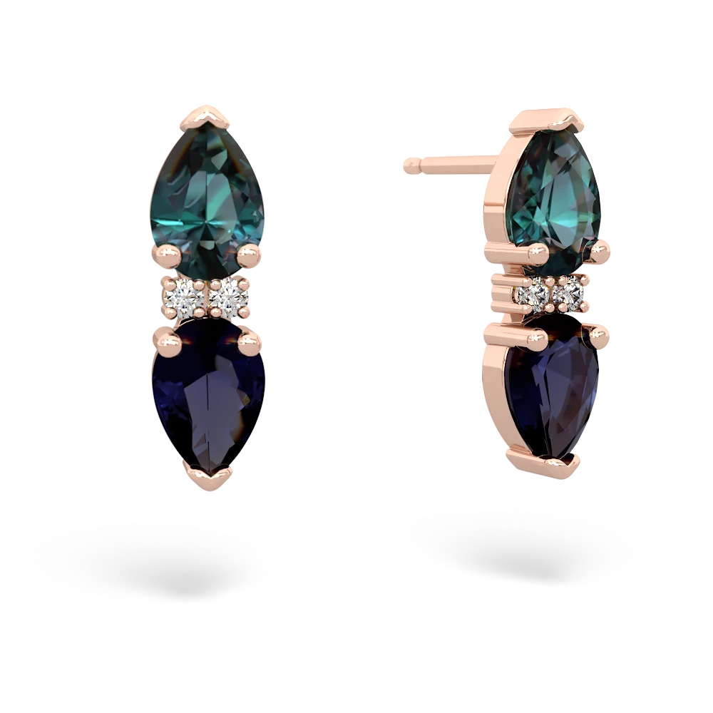 Alexandrite Bowtie Drop 14K Rose Gold earrings E0865