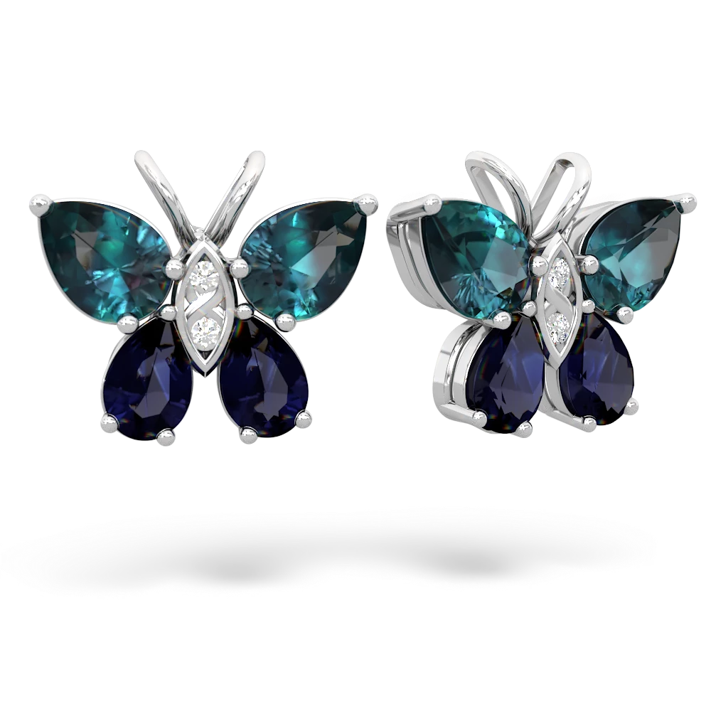 Alexandrite Butterfly 14K White Gold earrings E2215