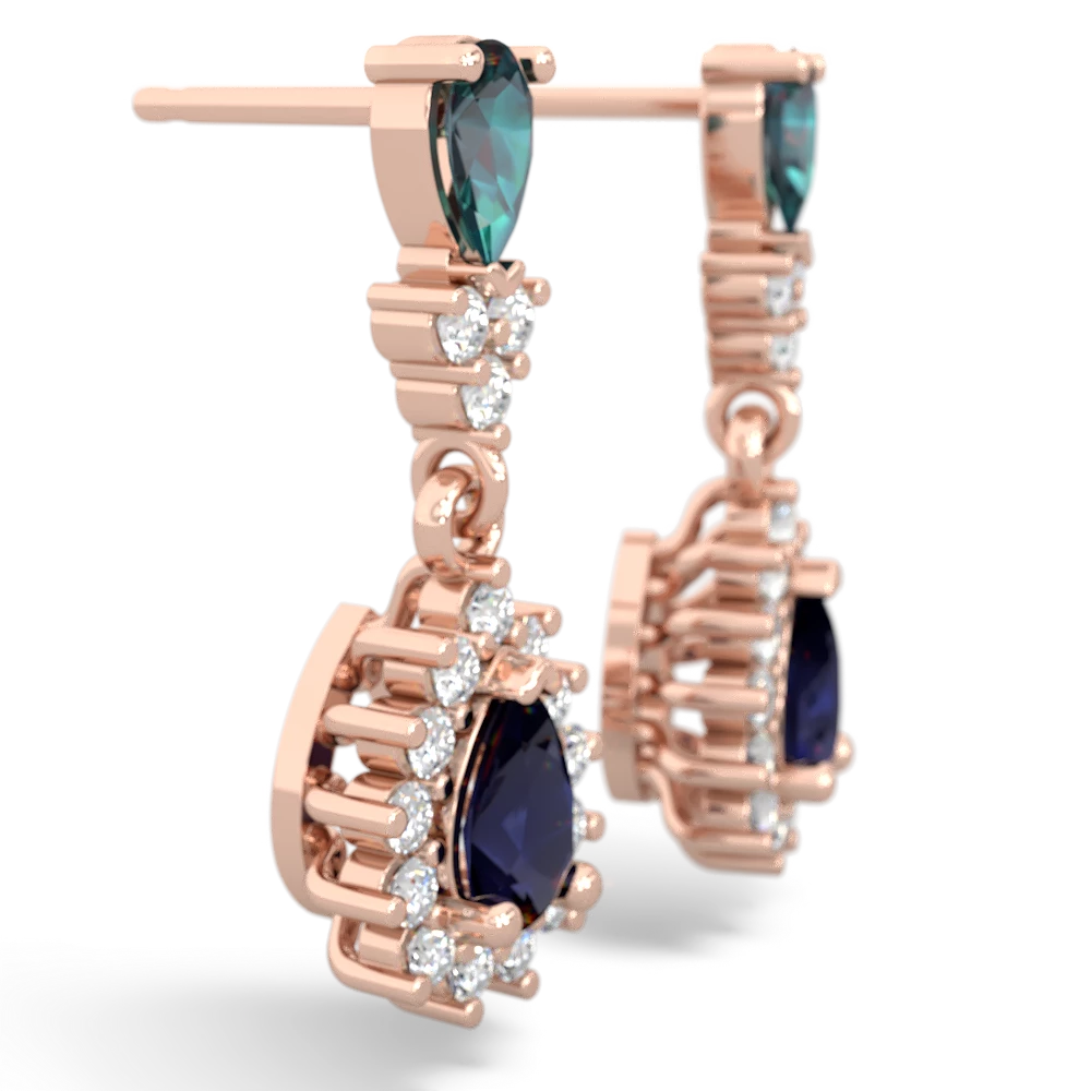 Alexandrite Halo Pear Dangle 14K Rose Gold earrings E1882