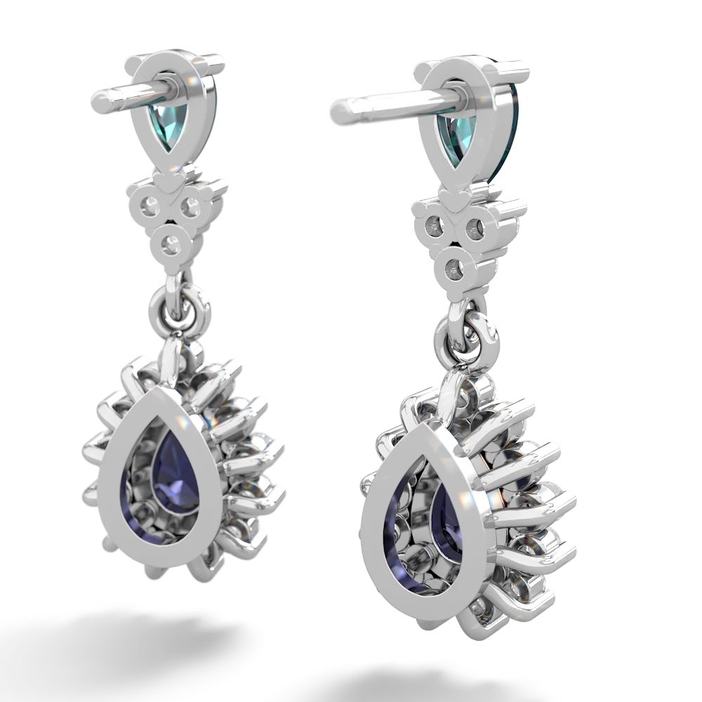 Alexandrite Halo Pear Dangle 14K White Gold earrings E1882