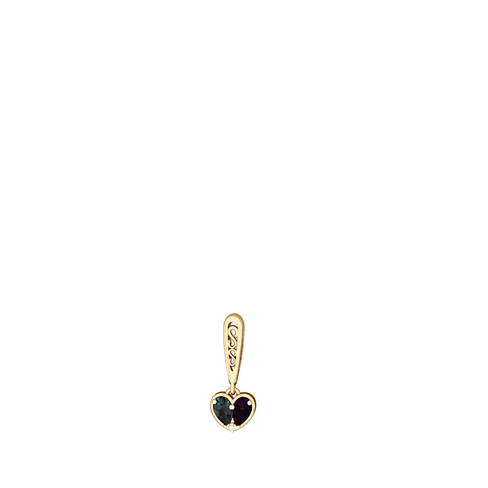 Alexandrite Filligree Heart 14K Yellow Gold earrings E5070