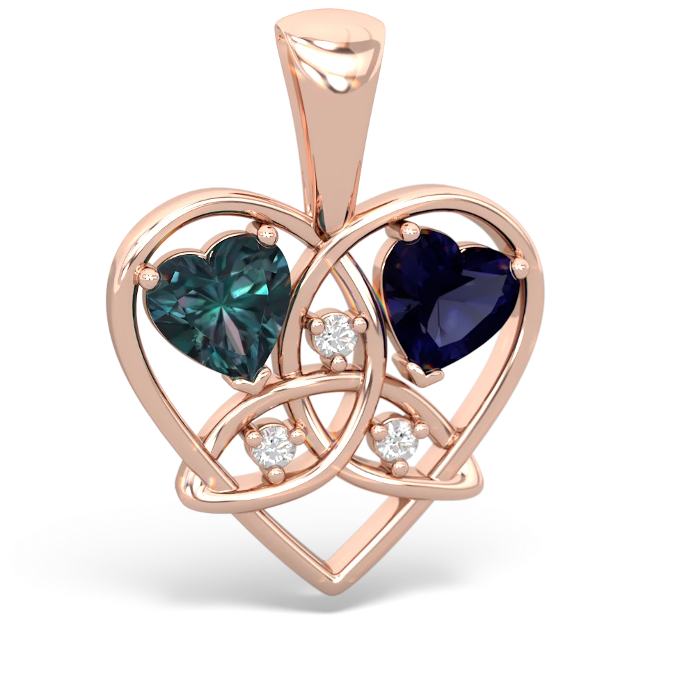 Alexandrite Celtic Trinity Heart 14K Rose Gold pendant P5331