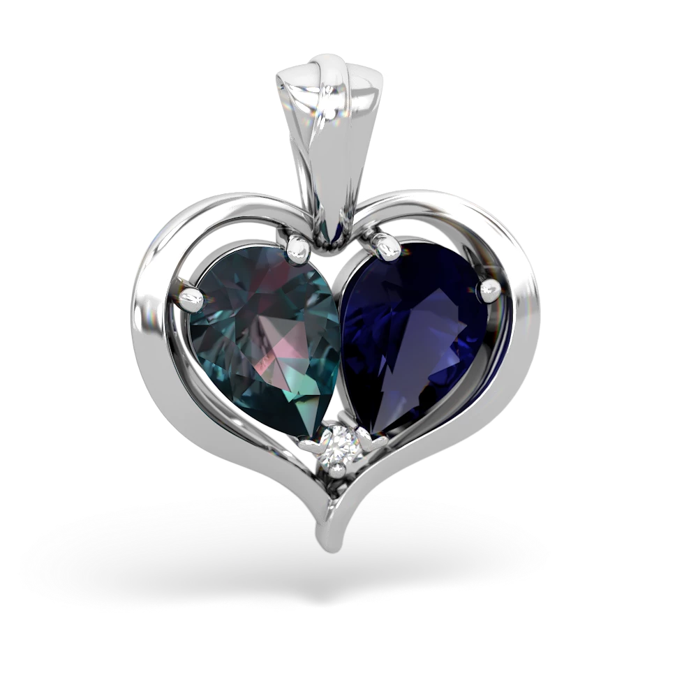 Alexandrite Two Become One 14K White Gold pendant P5330