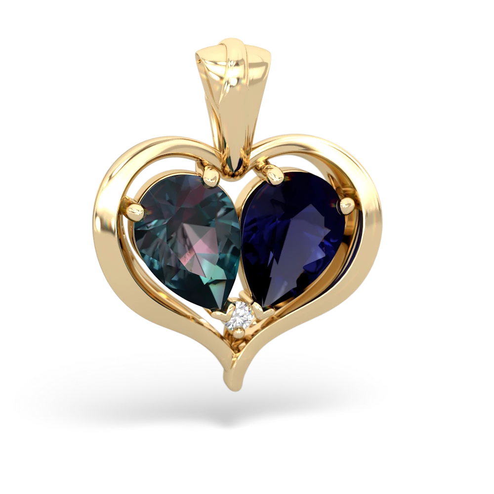 Alexandrite Two Become One 14K Yellow Gold pendant P5330