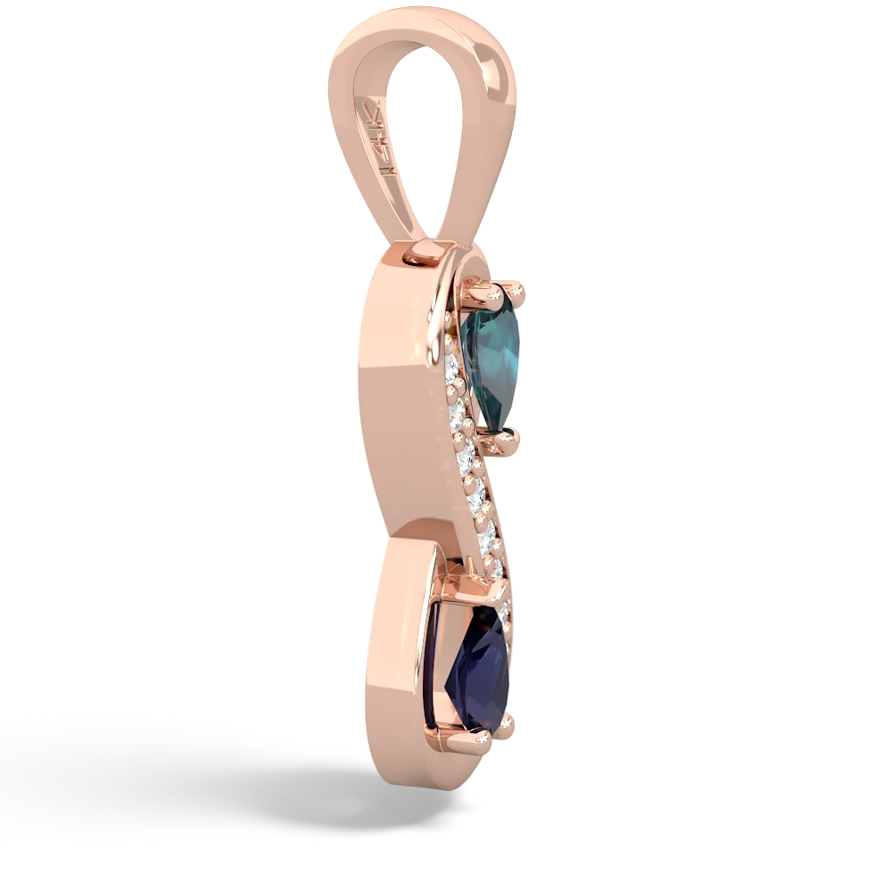 Alexandrite Diamond Infinity 14K Rose Gold pendant P5390