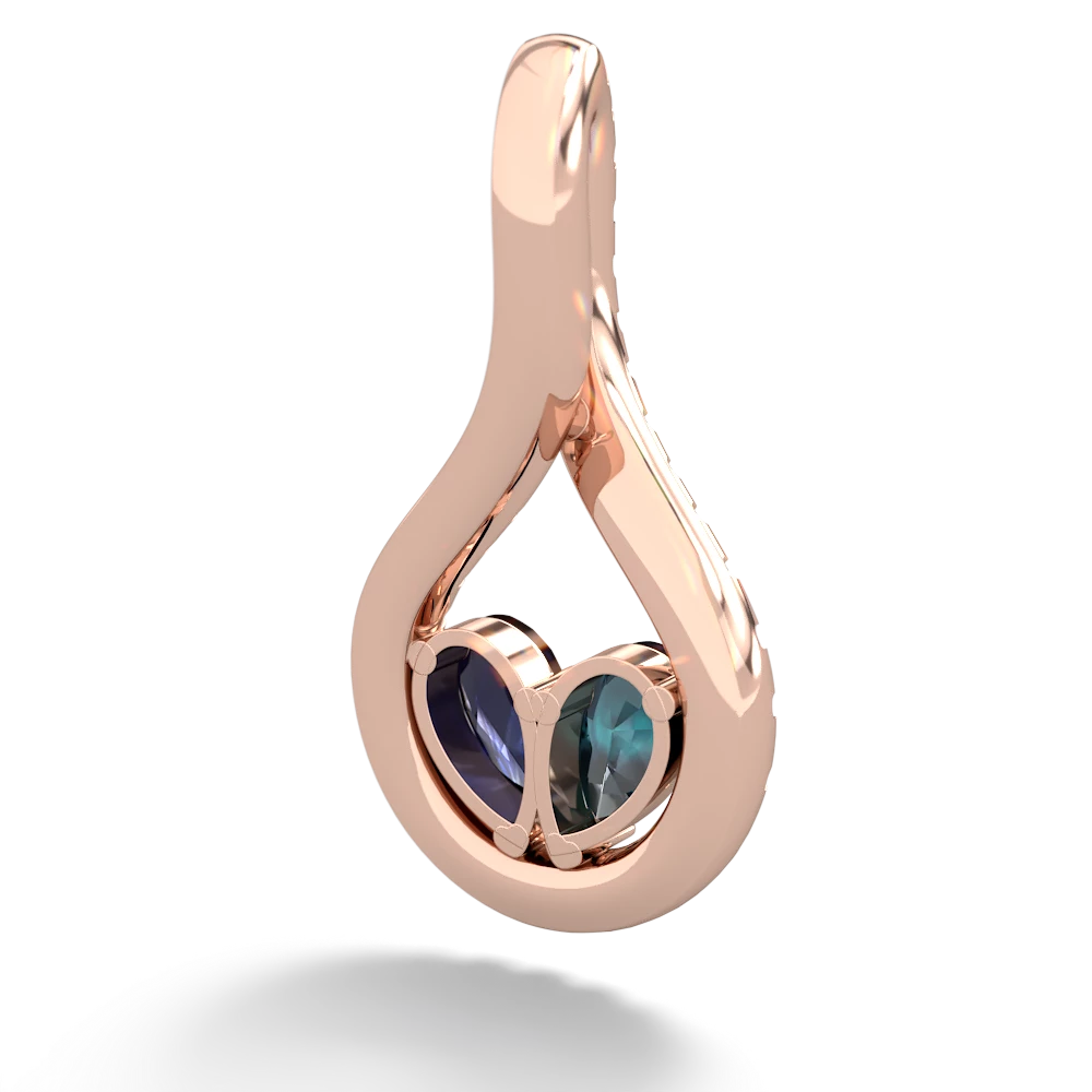 Alexandrite Pave Twist 'One Heart' 14K Rose Gold pendant P5360