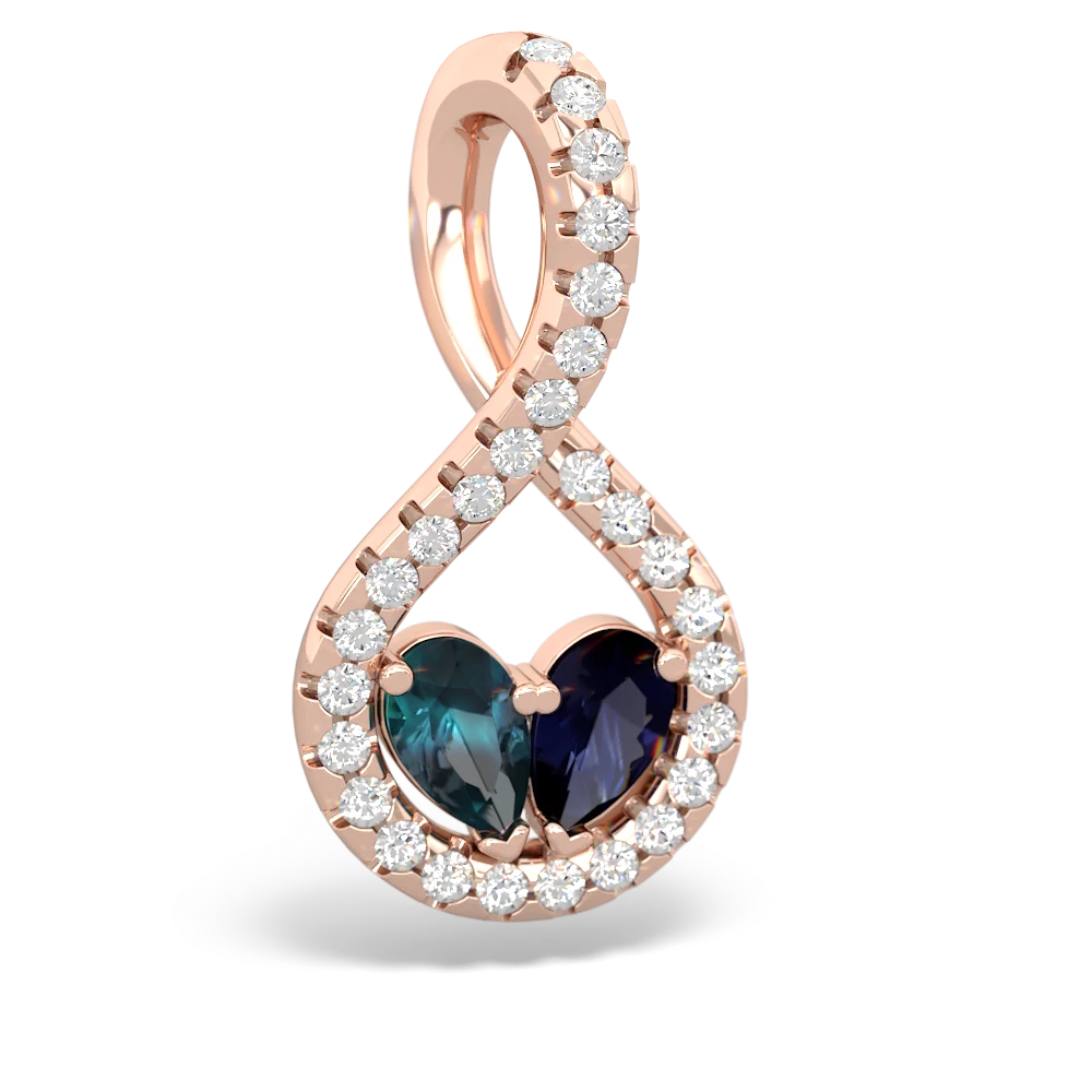 Alexandrite Pave Twist 'One Heart' 14K Rose Gold pendant P5360