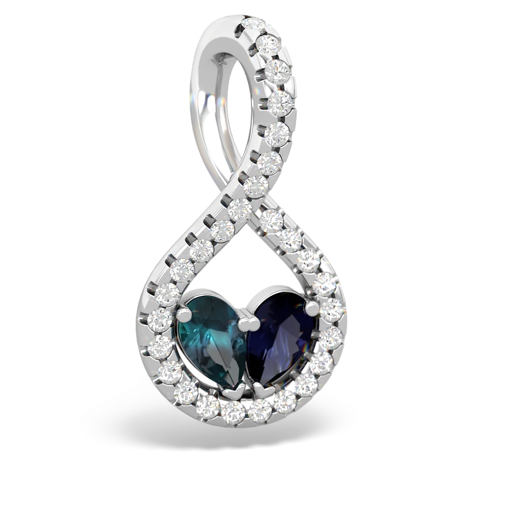 Alexandrite Pave Twist 'One Heart' 14K White Gold pendant P5360