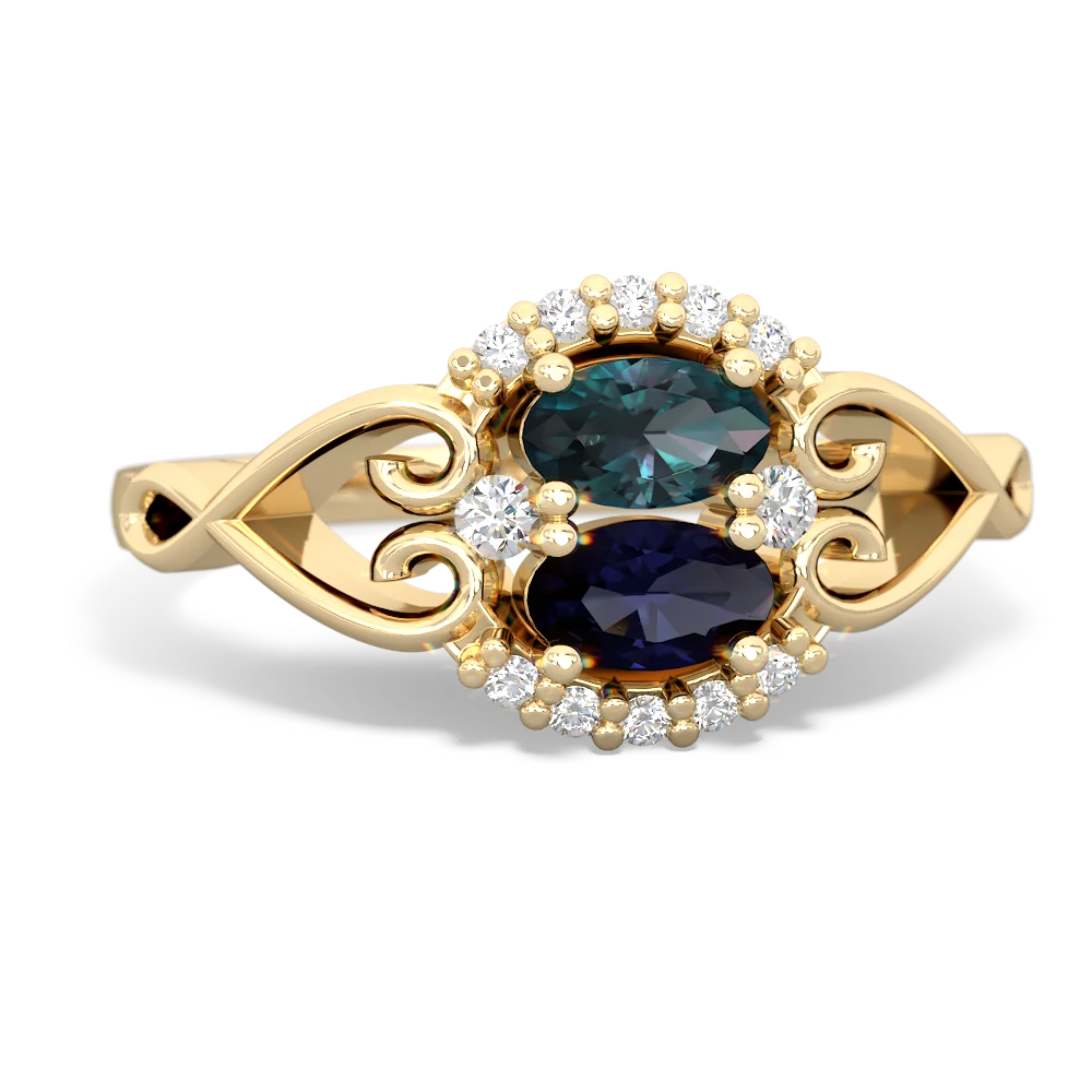 Alexandrite Love Nest 14K Yellow Gold ring R5860