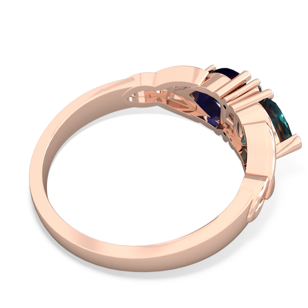 Alexandrite Celtic Knot Double Heart 14K Rose Gold ring R5040