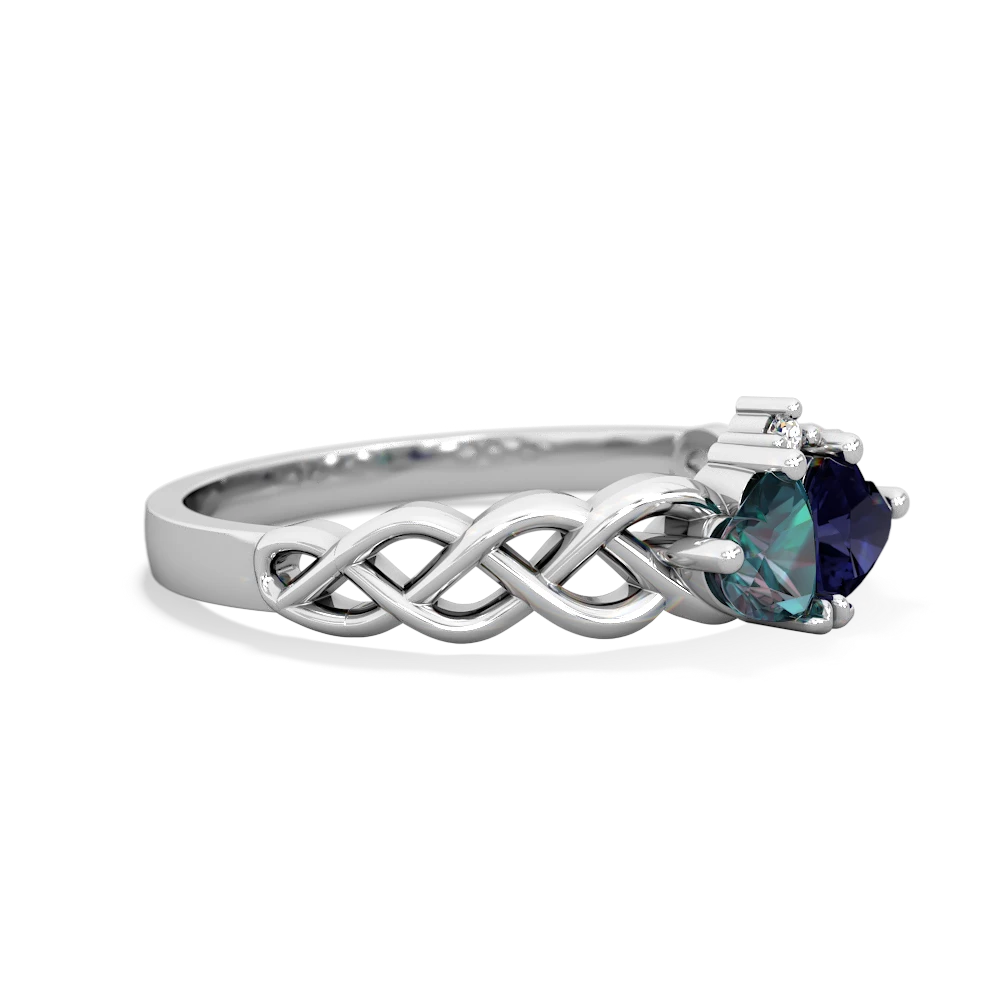 Alexandrite Heart To Heart Braid 14K White Gold ring R5870