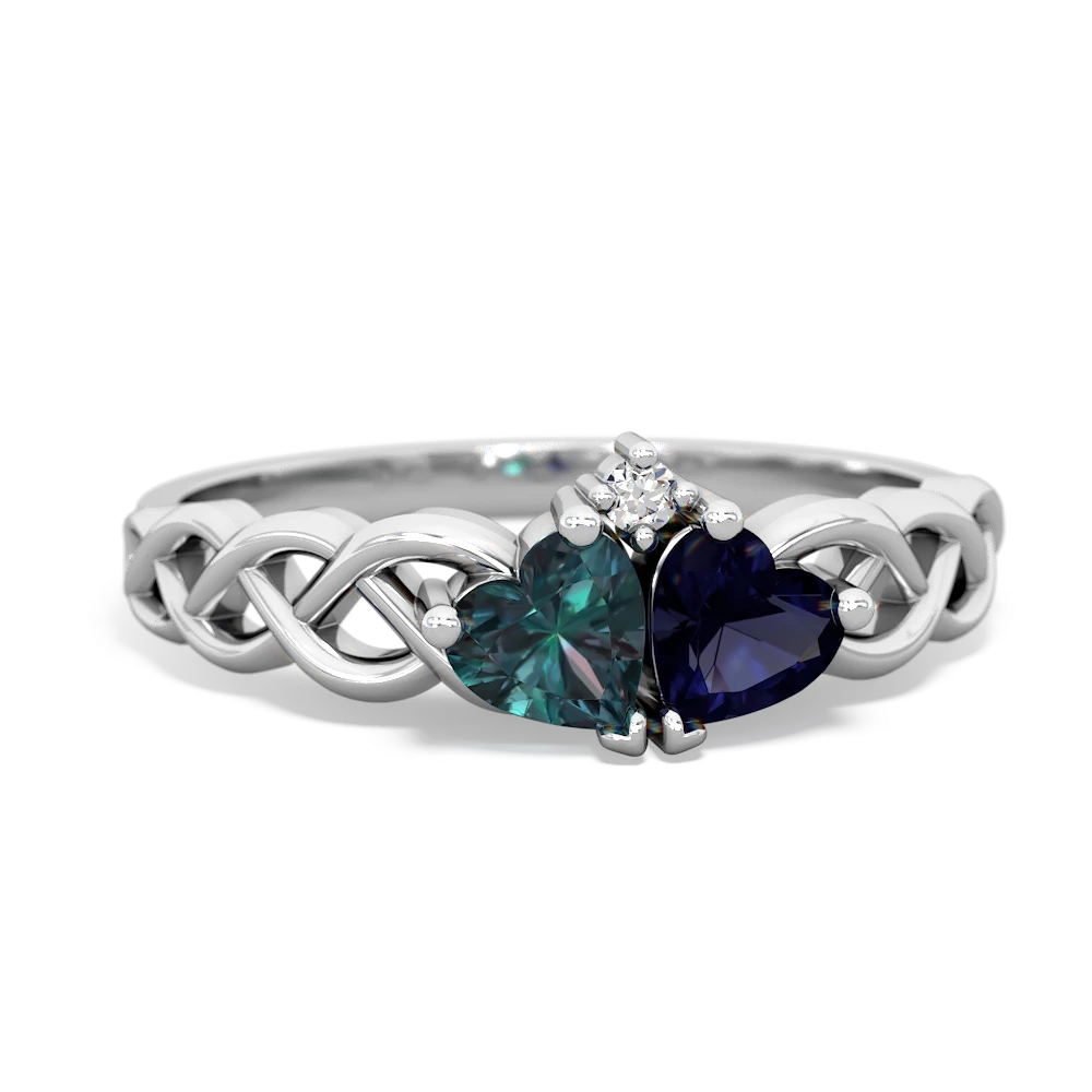 Alexandrite Heart To Heart Braid 14K White Gold ring R5870