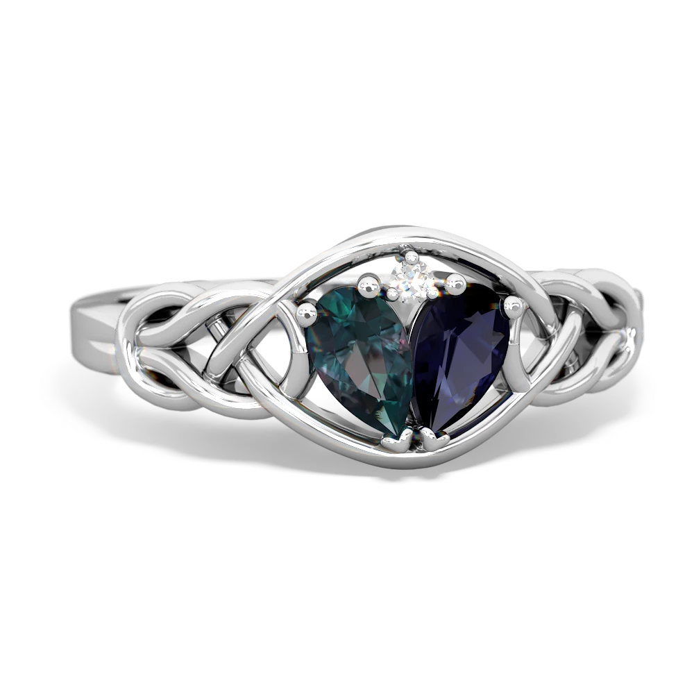 Alexandrite Celtic Love Knot 14K White Gold ring R5420