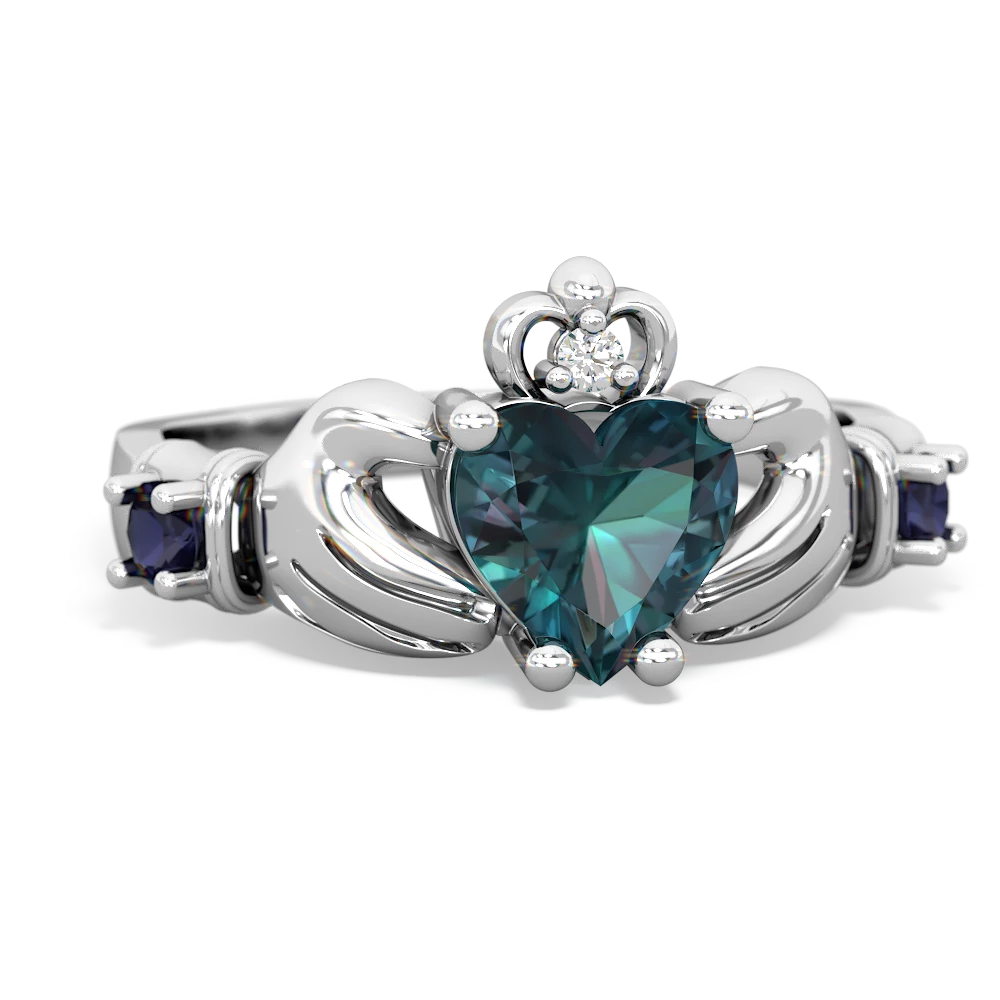 Alexandrite Claddagh Keepsake 14K White Gold ring R5245