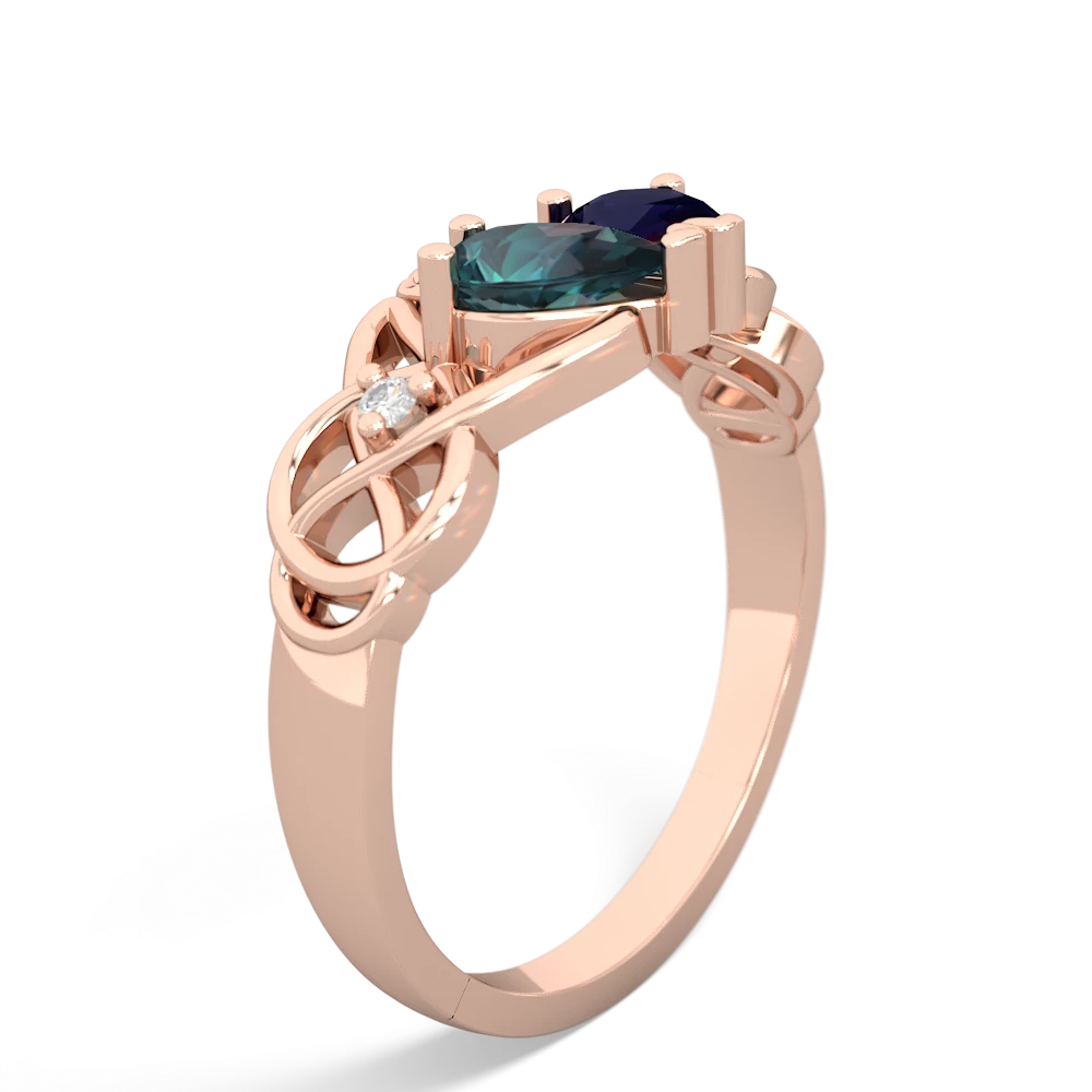 Alexandrite 'One Heart' Celtic Knot Claddagh 14K Rose Gold ring R5322