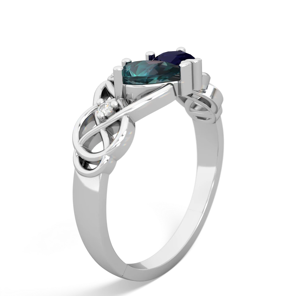 Alexandrite 'One Heart' Celtic Knot Claddagh 14K White Gold ring R5322