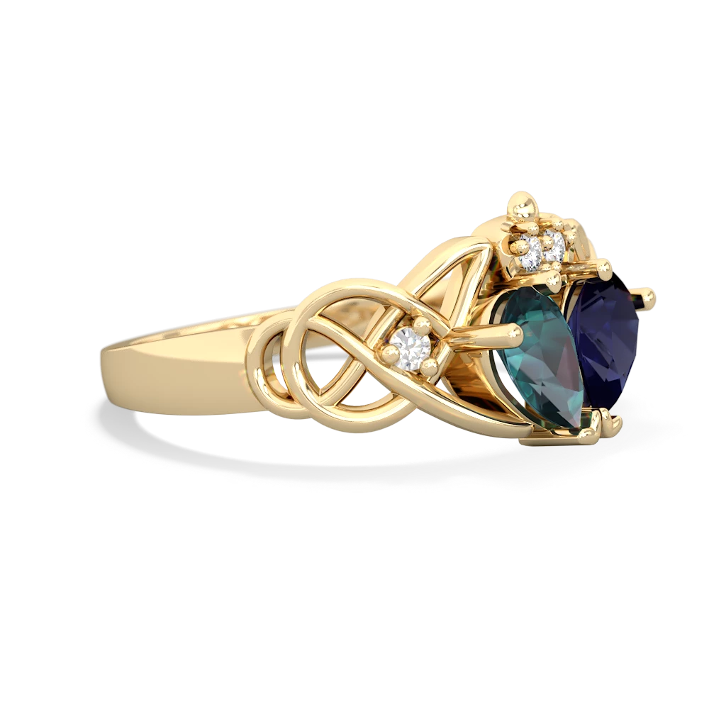 Alexandrite 'One Heart' Celtic Knot Claddagh 14K Yellow Gold ring R5322