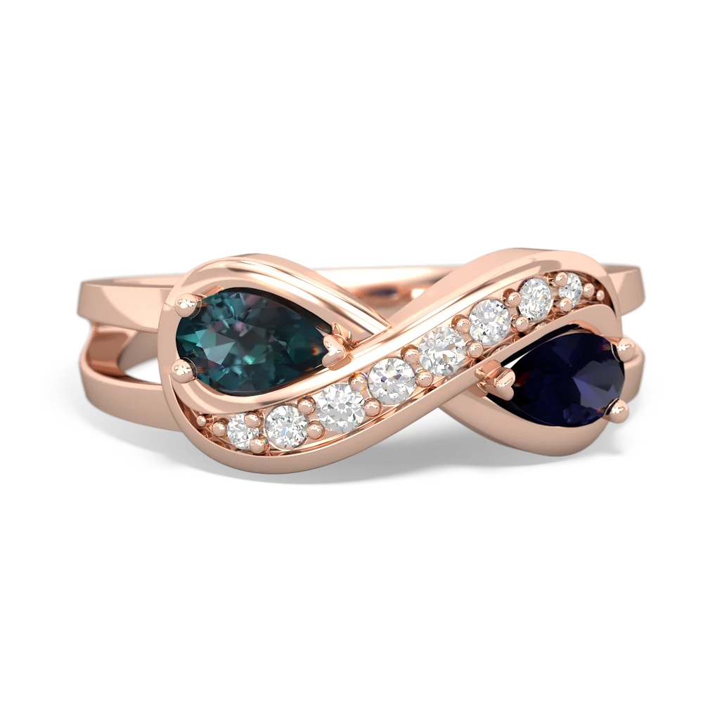 Alexandrite Diamond Infinity 14K Rose Gold ring R5390