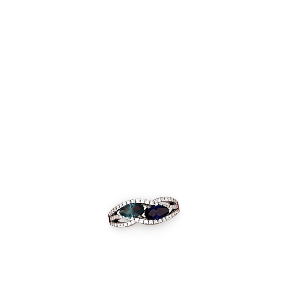 Alexandrite Diamond Rivers 14K White Gold ring R3070