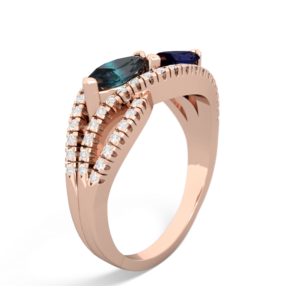 Alexandrite Diamond Rivers 14K Rose Gold ring R3070