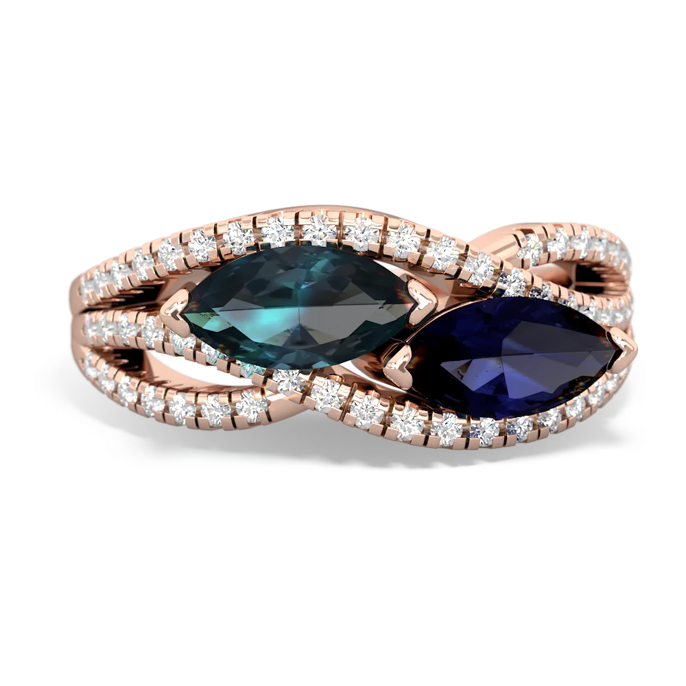 Alexandrite Diamond Rivers 14K Rose Gold ring R3070