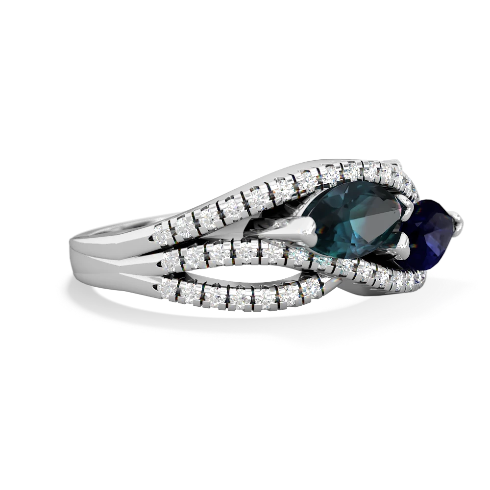 Alexandrite Diamond Rivers 14K White Gold ring R3070