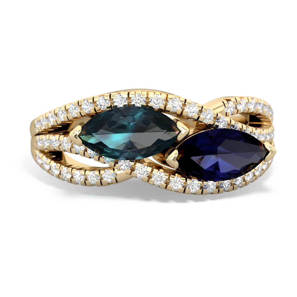 Alexandrite Diamond Rivers 14K Yellow Gold ring R3070