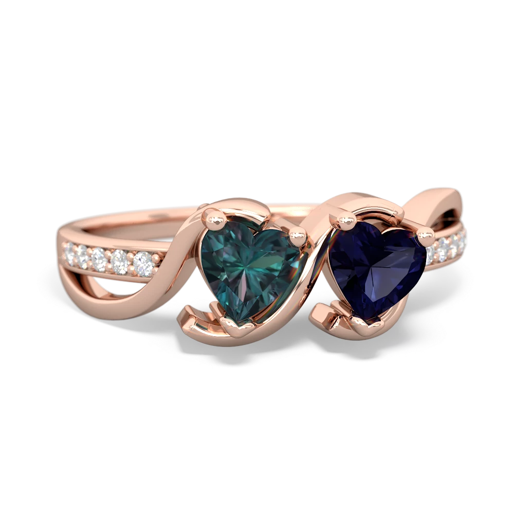 Alexandrite Side By Side 14K Rose Gold ring R3090