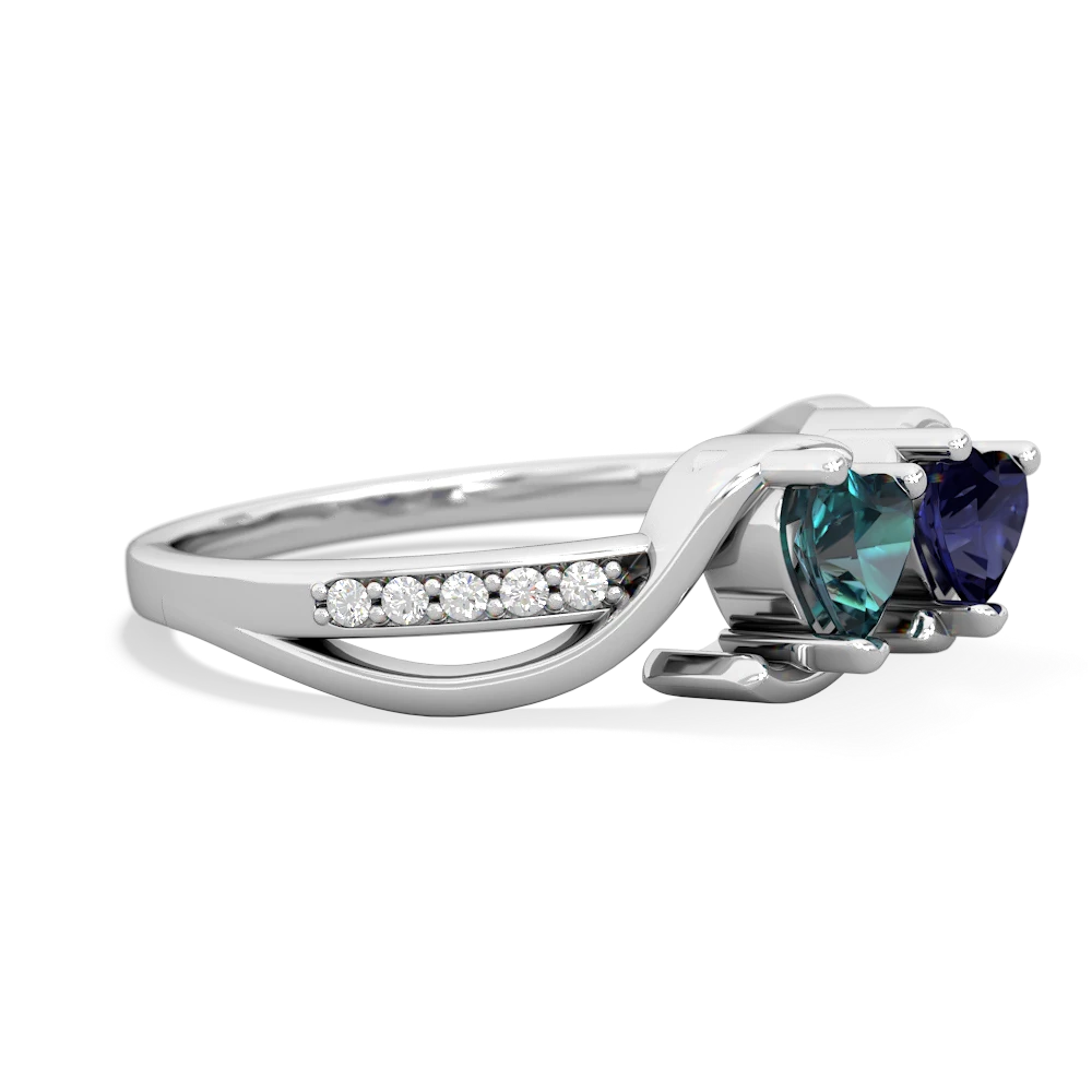 Alexandrite Side By Side 14K White Gold ring R3090