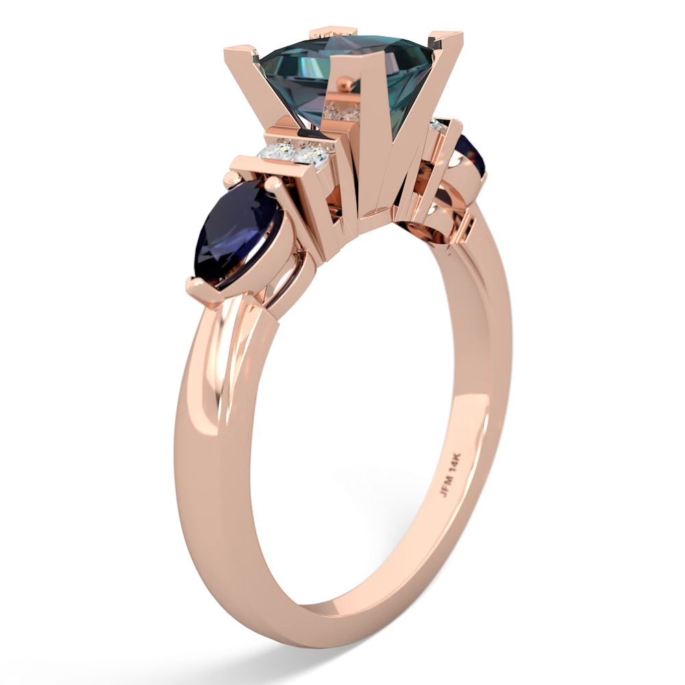 Alexandrite 6Mm Princess Eternal Embrace Engagement 14K Rose Gold ring C2002