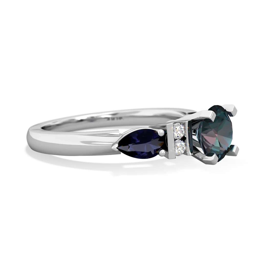 Alexandrite 6Mm Round Eternal Embrace Engagement 14K White Gold ring R2005