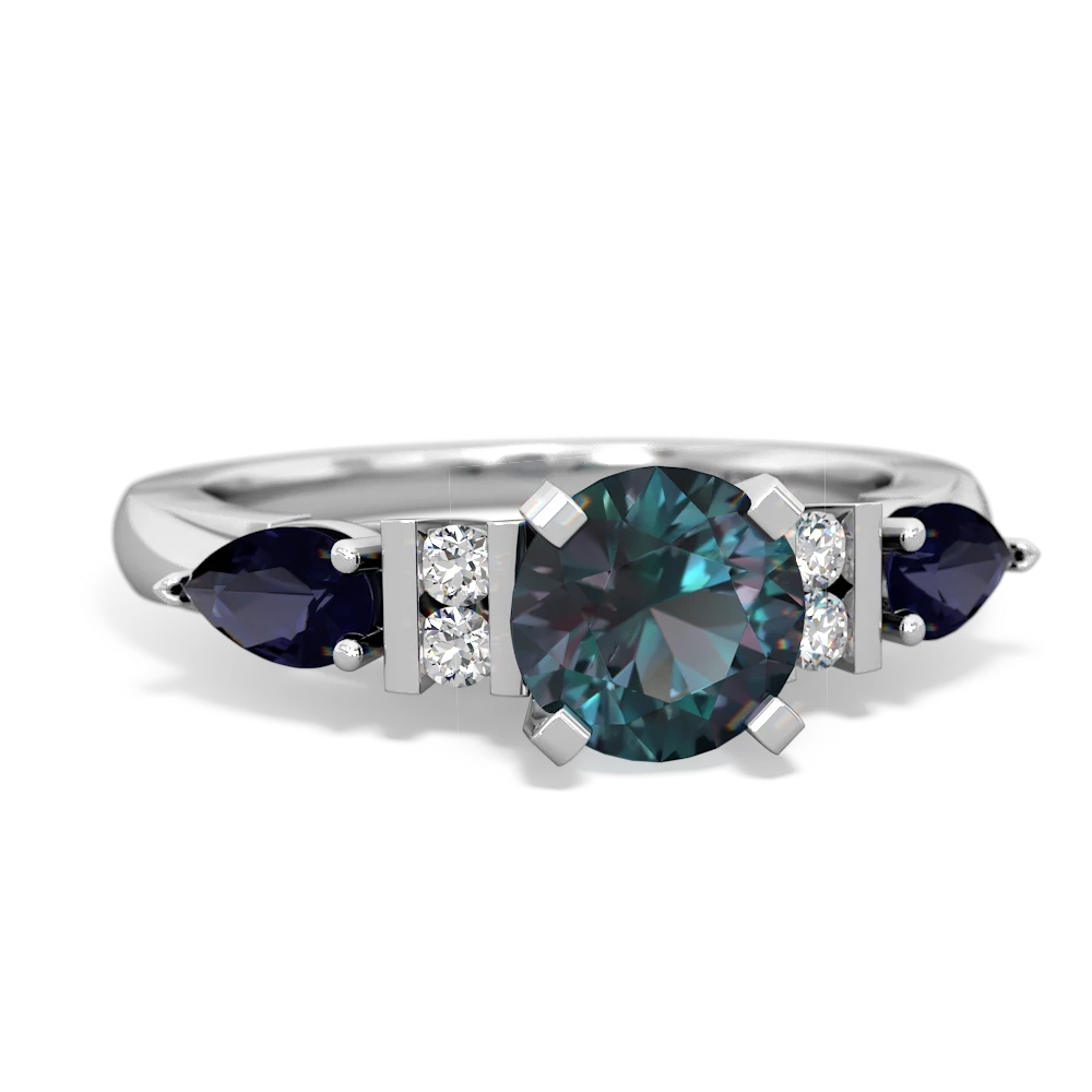 Alexandrite 6Mm Round Eternal Embrace Engagement 14K White Gold ring R2005