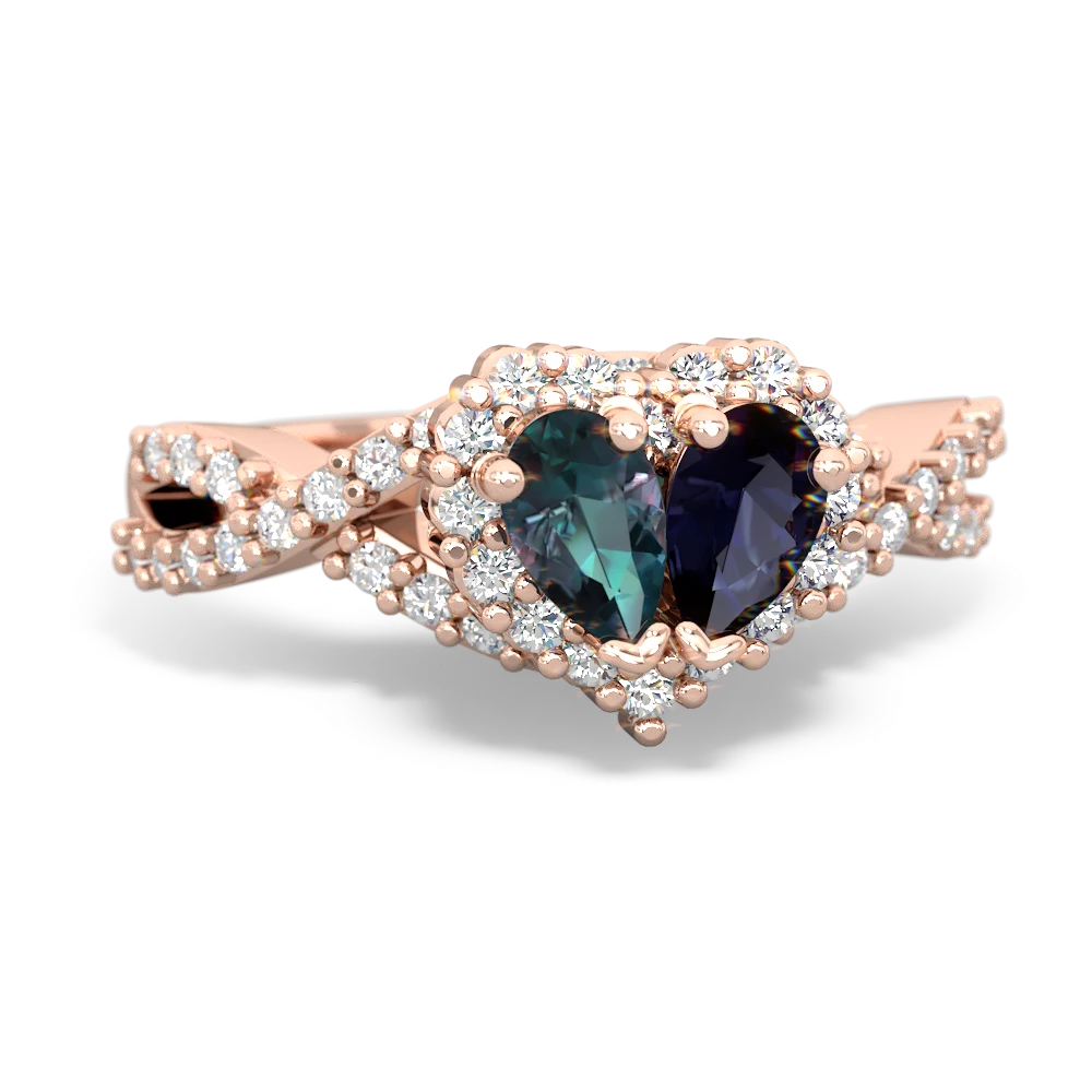 Alexandrite Diamond Twist 'One Heart' 14K Rose Gold ring R2640HRT