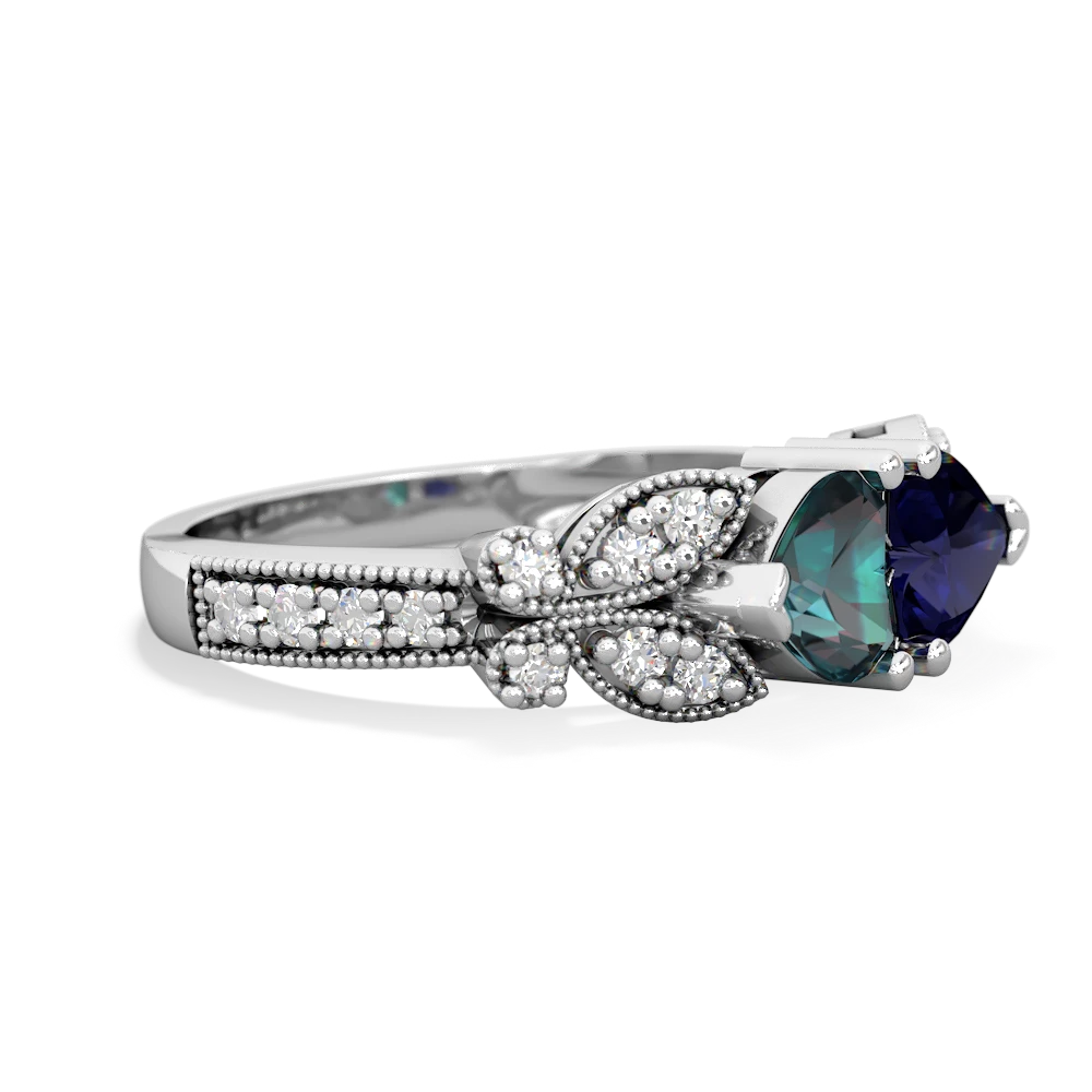 Alexandrite Diamond Butterflies 14K White Gold ring R5601