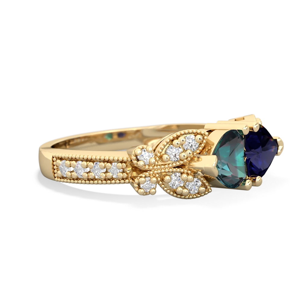 Alexandrite Diamond Butterflies 14K Yellow Gold ring R5601