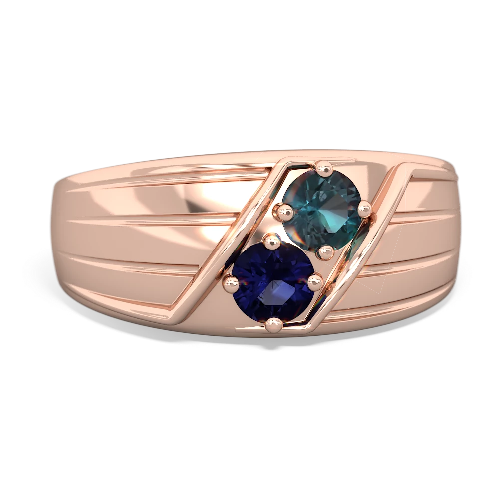 Alexandrite Men's Streamline 14K Rose Gold ring R0460