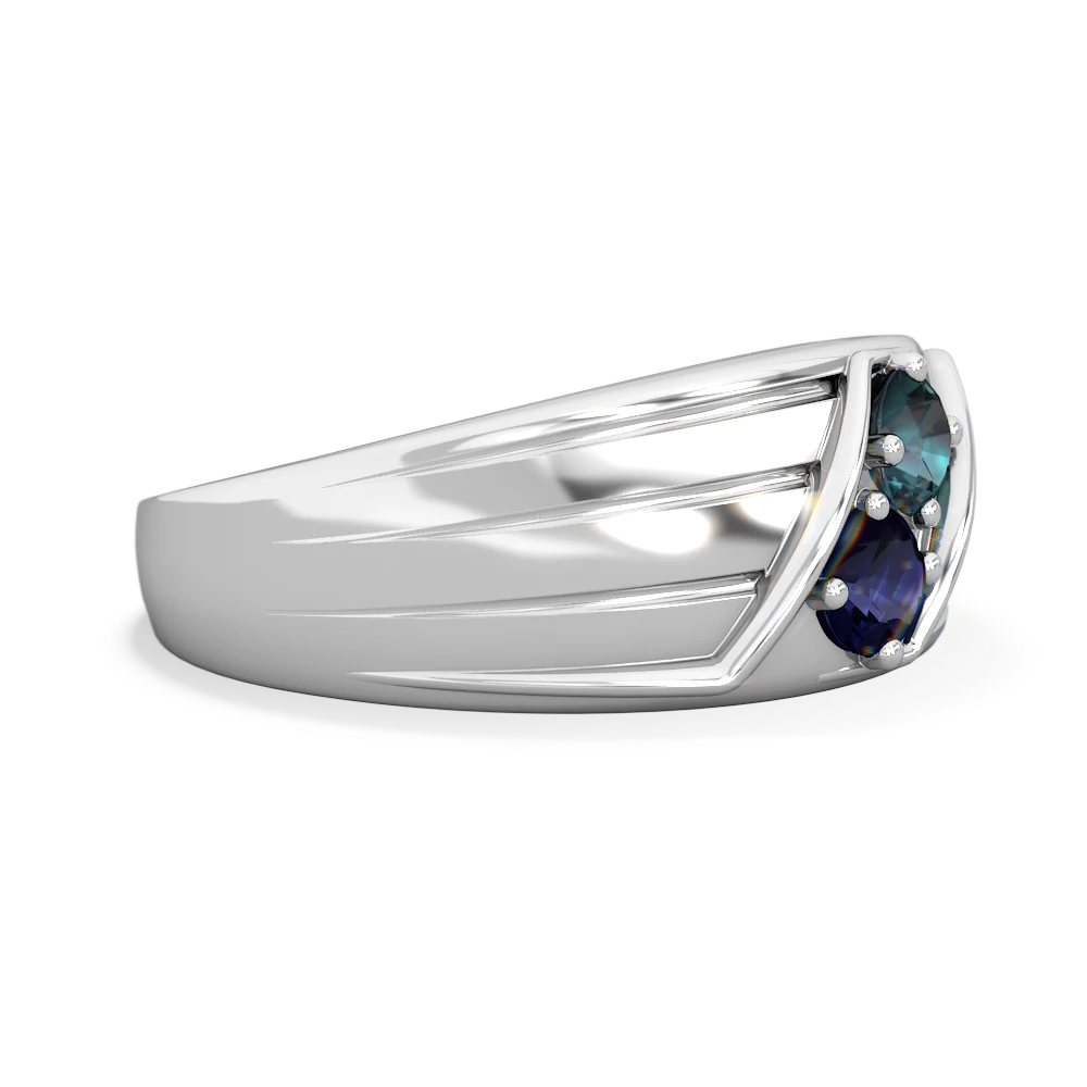 Alexandrite Men's Streamline 14K White Gold ring R0460