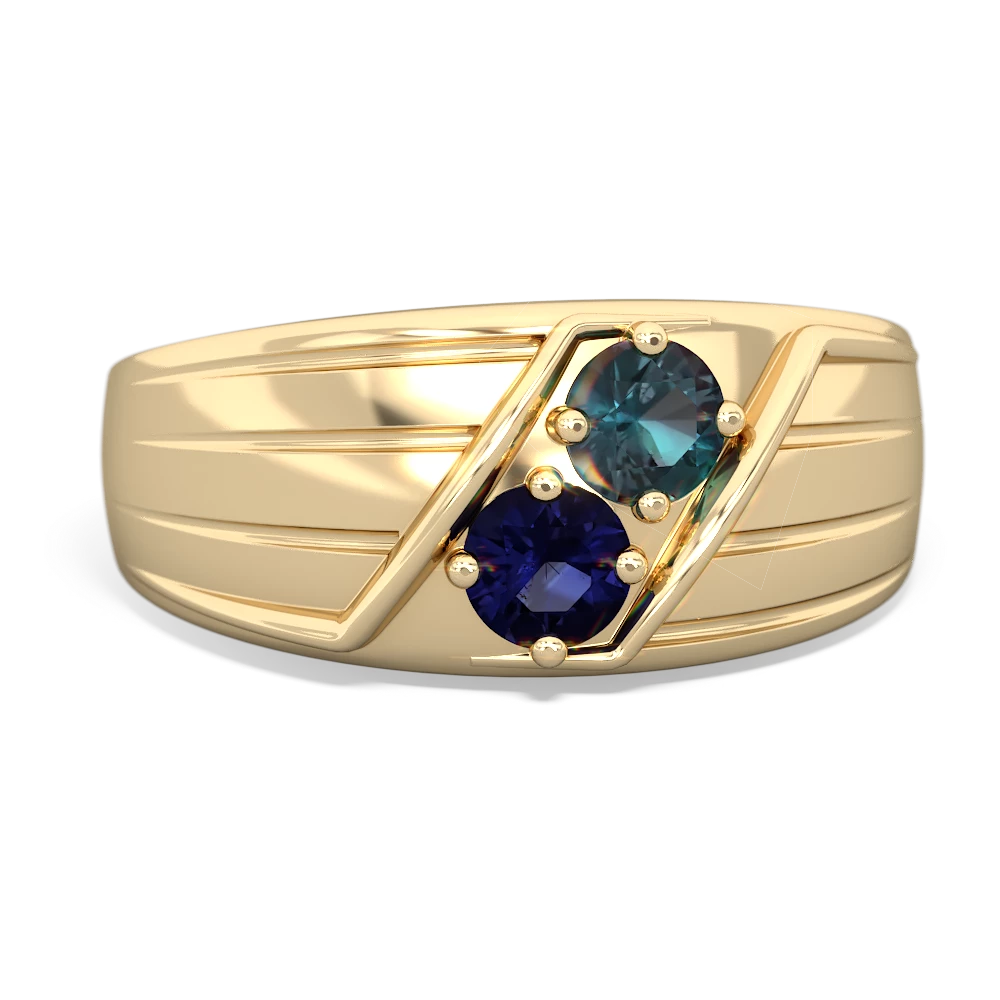 Alexandrite Men's Streamline 14K Yellow Gold ring R0460