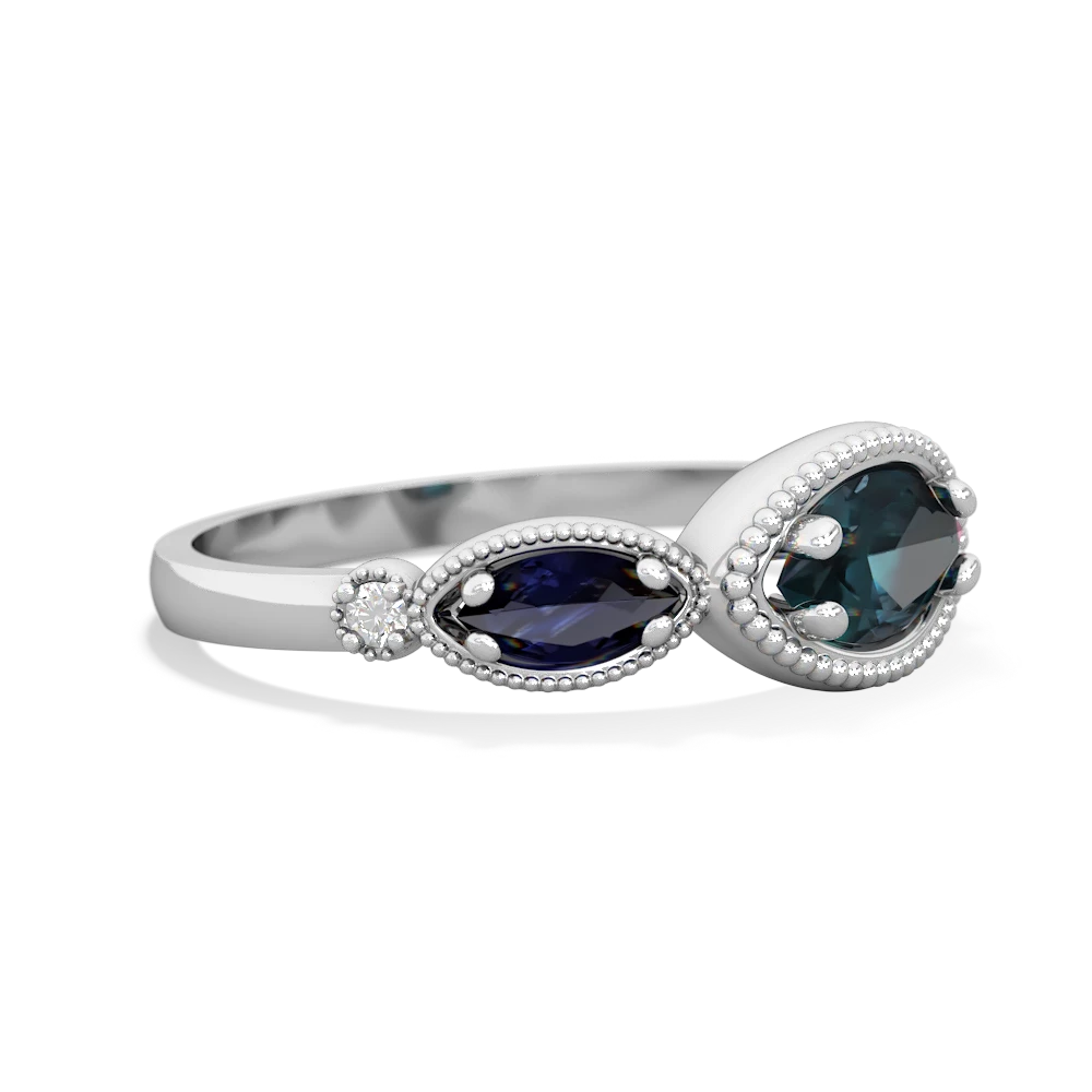 Alexandrite Milgrain Marquise 14K White Gold ring R5700